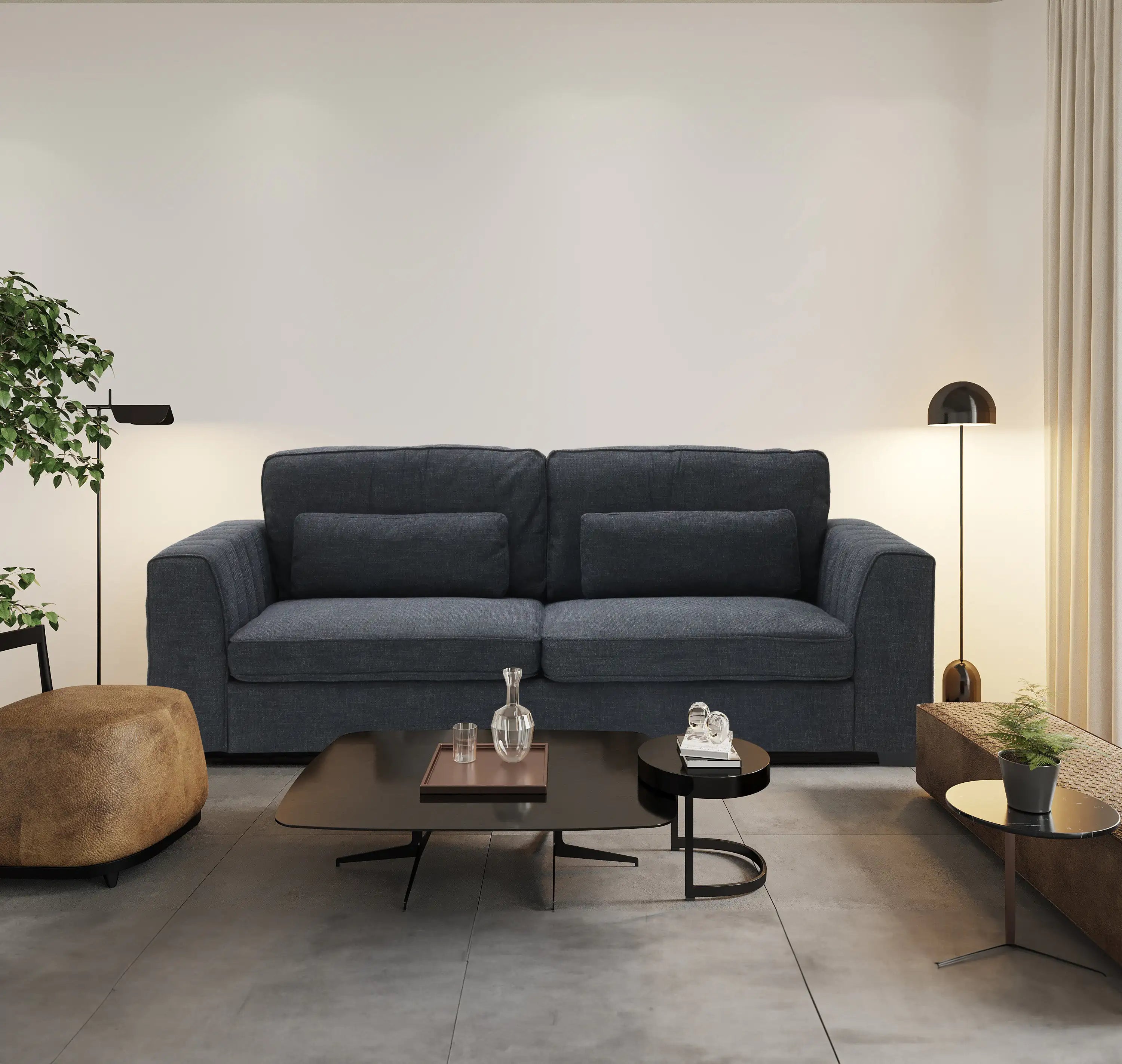 โซฟา 2 ที่นั่ง รุ่น Zanako สีเทาเข้ม