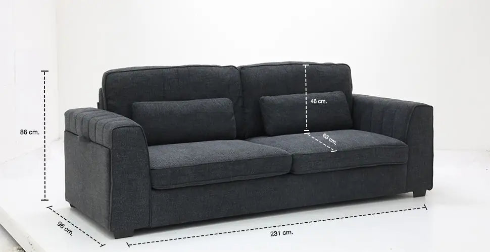 โซฟา 2 ที่นั่ง รุ่น Zanako สีเทาเข้ม