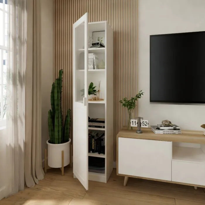 ตู้สูงบานเปิดซ้าย รุ่น JOBIO ขนาด 40 cm. สีขาว