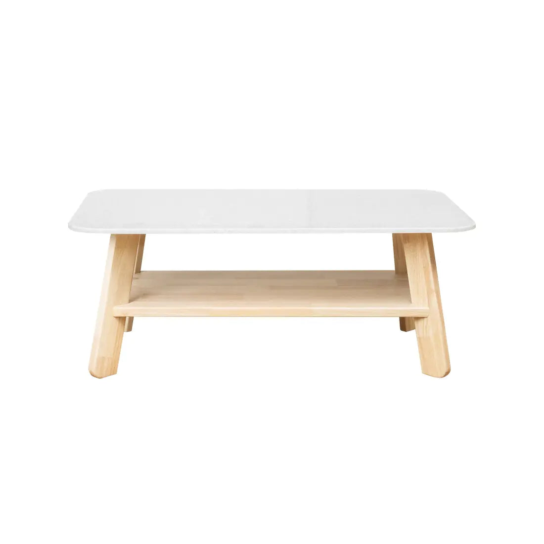 โต๊ะกลาง รุ่น MARBELLA หินสังเคราะห์ขาวขาไม้ยางสีอ่อน